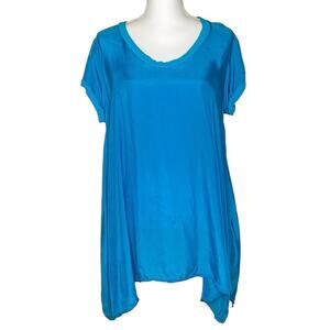 Johnny Was Pete & Greta Skyler Cupro Sharkbite Tee Turquoise S NWT